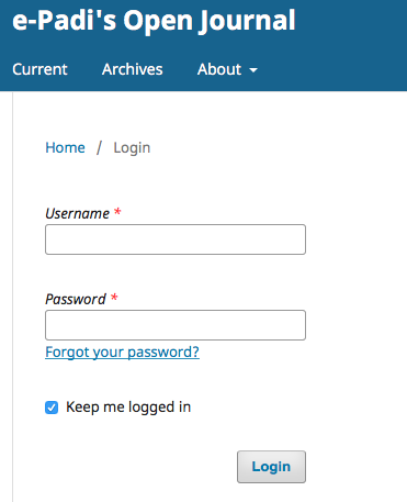 Open Journal Systems Administrator Login Page