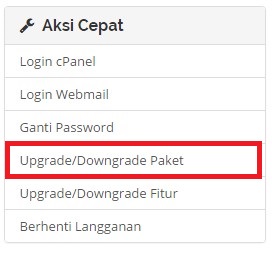 cara upgrade hosting cpanel