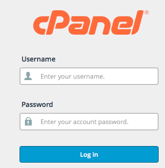 default cpanel login page