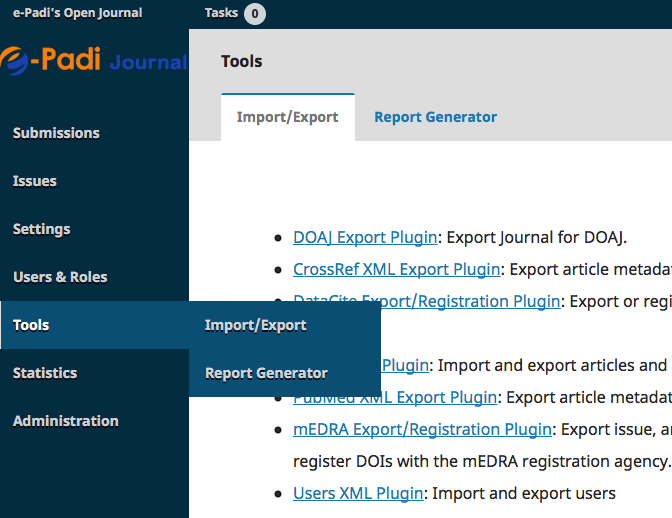 CrossRef XML Export Plugin