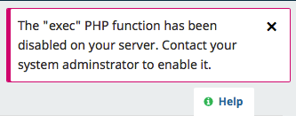 OJS The "exec" PHP function has been disabled by administrator