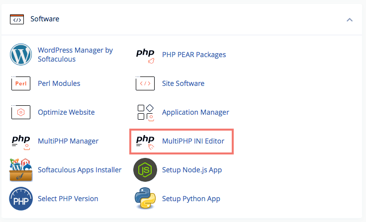 cPanel -> MultiPHP INI Editor - e-padi
