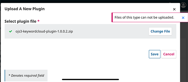 OJS 3 Error: No File Uploaded or Invalid File Type!