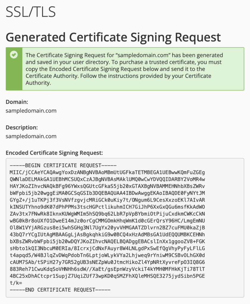 Encoded Certificate Signing Request
