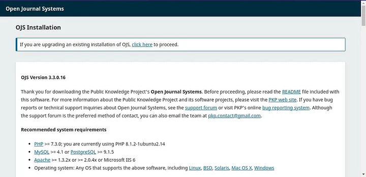 Installation and Upgrade OJS Page by e-Padi