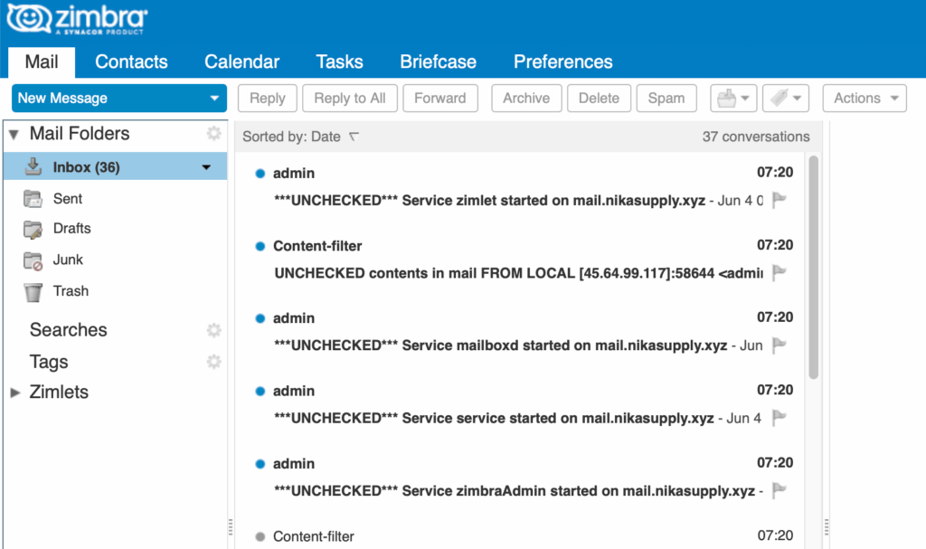 FAQ Zimbra Mail - Halaman Inbox by e-Padi