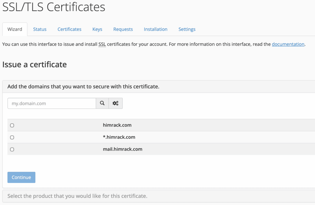cPanel SSL/TLS Certificates Wizard - e-Padi